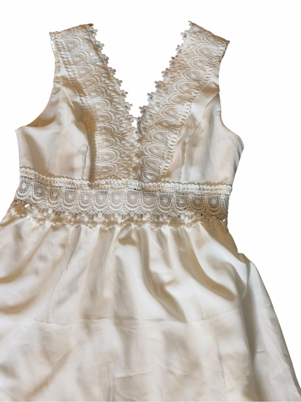 Boho White Lace Maxi Dress Medium Beach Wedding Vacation Cottagecore - Picture 4 of 7